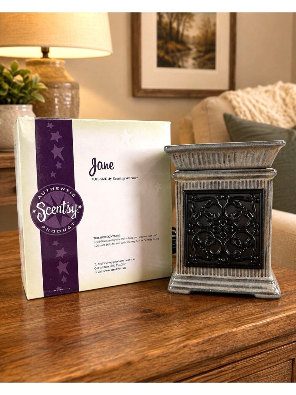 Scentsy Jane Full-Size Warmer Ceramic Wrought Iron Electric Wax w Box - Retired